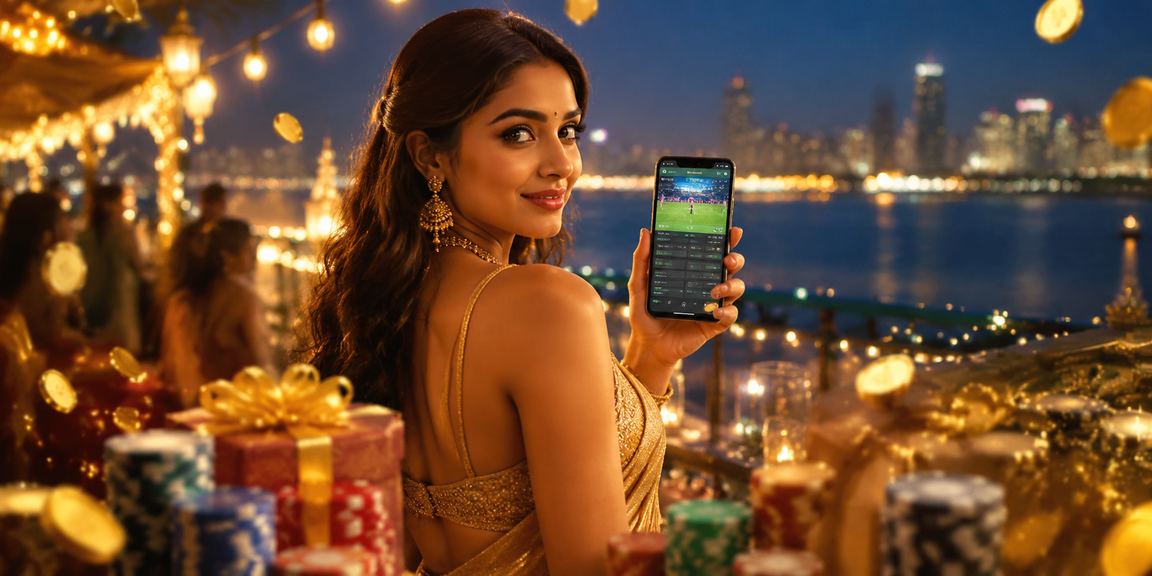 Busy Indian sports betting night market with lively atmosphere